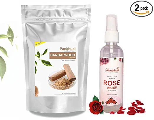 Sandalwood Powder + Pankhudi Rose Water Combo Pack – 100 gm Each: Premium Skin Care Duo