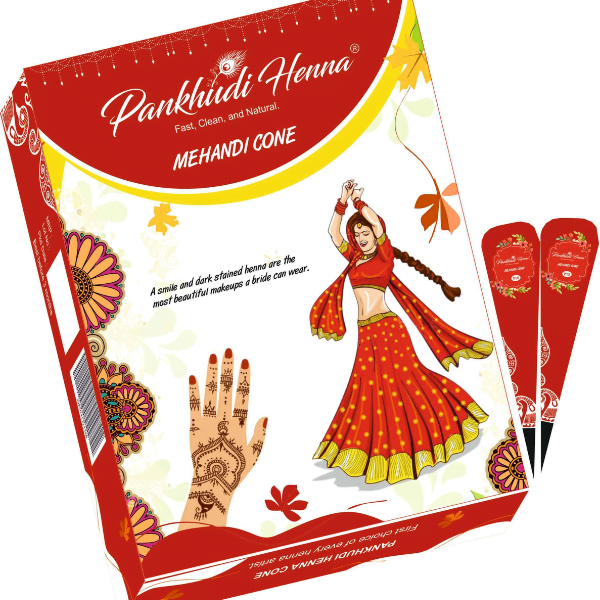 Herbal Mehndi Cone – Pure Leaves Needle for Hand Designs, Red-Brown Color, Chemical-Free – 1 Box