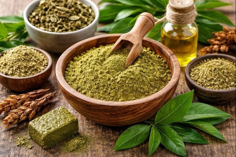 Plant-based henna powder used as natural hair color