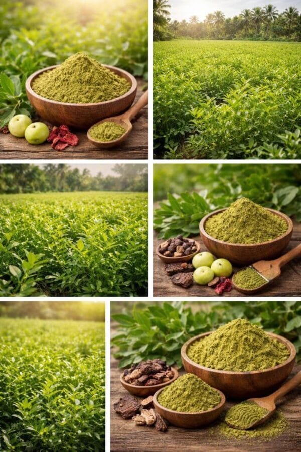 Natural henna powder made from finely ground henna leaves