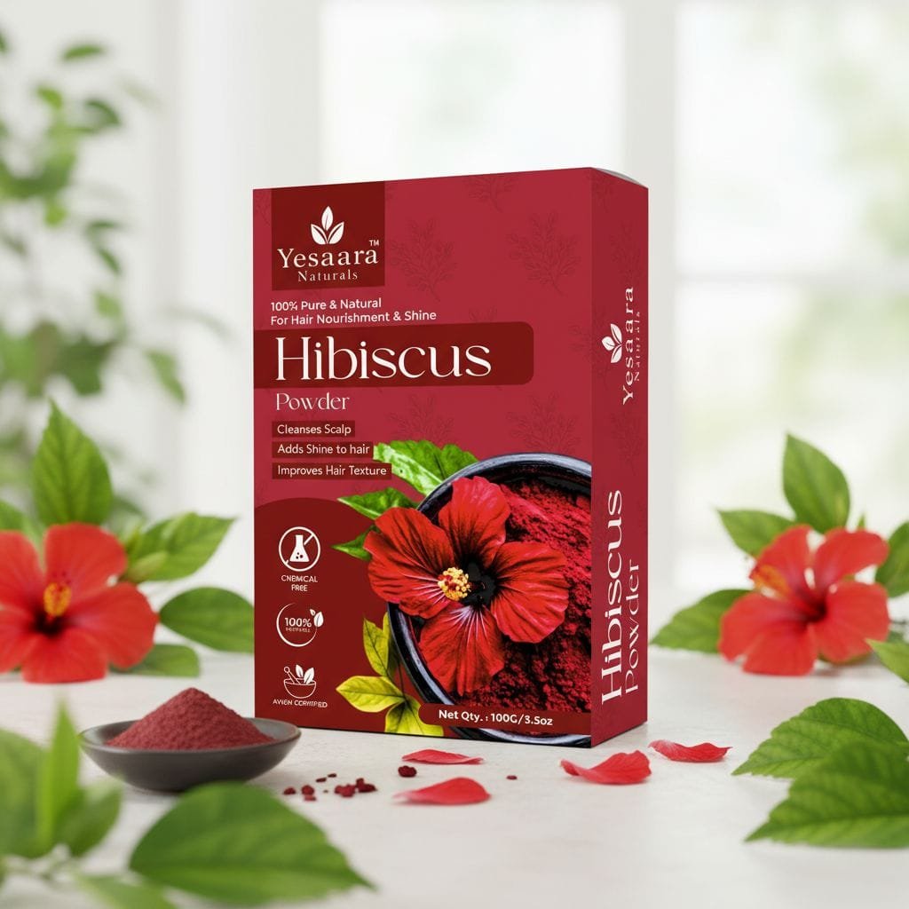Natural herbal beauty routine using hibiscus powder