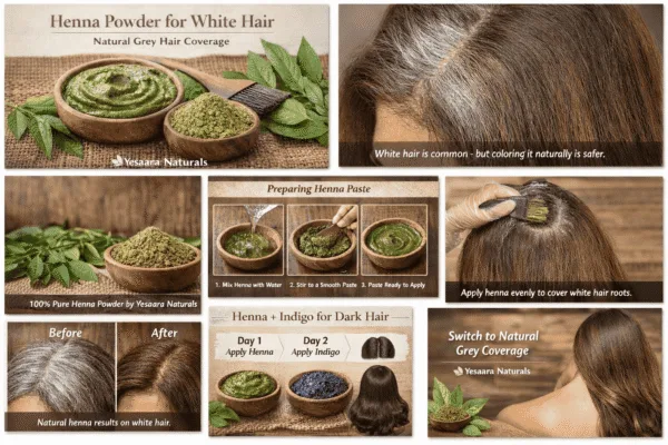 Henna Powder for White Hair: A Natural & Safe Way to Cover Grey Hair
