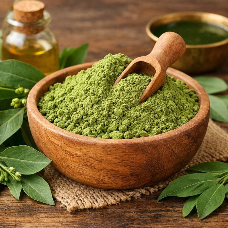 Green Henna Powder with Fresh Henna Leaves – Chemical-Free Henna